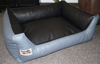 Hundebett Kunstleder Similpelle von XS bis XXXL grau schwarz 80 cm X 60 cm