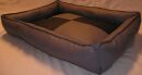 Hundebett Kunstleder Basso grau schwarz 90 cm X 70 cm