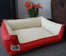 Hundebett Kunstleder Similpelle von XS bis XXXL rot creme...