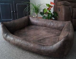 Orthopädisches Hundesofa Hundebett Schlafplatz Wildlederoptik Ortopedico braun 90 cm X 70 cm Matratze mit Viscoschaum
