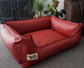 Hundebett Kunstleder Similpelle von XS bis XXXL ziegelrot 110 cm X 85 cm