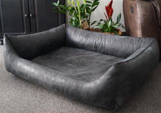 Orthopädisches Hundesofa Hundebett Schlafplatz Wildlederoptik Ortopedico Anthrazit 100 cm X 75 cm Matratze mit Viscoschaum