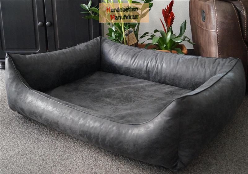 GUOCU Hundesofa Hundebett – Wildlederoptik, Wasserdicht PU, Abnehmbar & Waschbar, Braun, Größe L