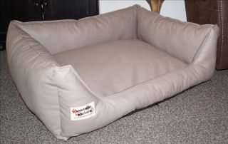Hundebett Kunstleder Similpelle von XS bis XXXL taupe 70 cm X 55 cm