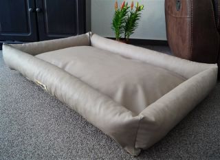 Hundebett Hundesofa Schlafplatz wendbar komplett aus Kunstleder PicoBello 100 cm X 70 cm taupe