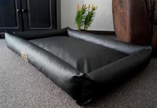 Hundebett Hundesofa Schlafplatz wendbar komplett aus Kunstleder PicoBello 110 cm X 80 cm schwarz