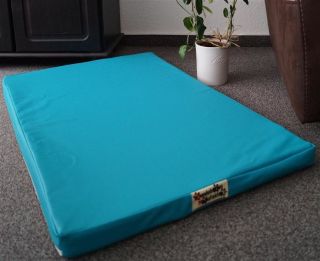 Hundematratze Luminosa mit antiallergischer Kokosmatte Hundebett Kunstleder türkis 90 cm X 60 cm