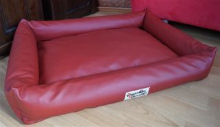 Hundebett Hundesofa Schlafplatz wendbar komplett aus Kunstleder PicoBello 80 cm X 60 cm ziegelrot