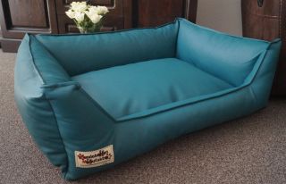 Hundebett Kunstleder Similpelle von XS bis XXXL petrol 120 cm X 100 cm