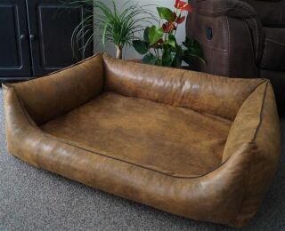 Ersatzbezug für orthopädisches Hundesofa Hundebett Schlafplatz Wildlederoptik Ortopedico amber 70 cm X 50 cm Matratze mit Viscoschaum
