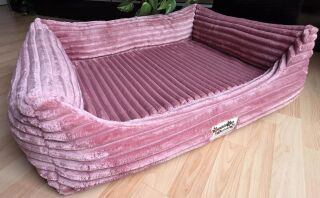 Orthopädisches Hundesofa Hundebett Schlafplatz Cord Ortopedico 100 cm X 75 cm rosa Viscoschaummatratze Höhe 8 cm