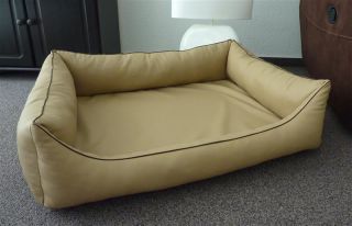 Orthopädisches Hundesofa Hundebett Schlafplatz Kunstleder Ortopedico beige 100 cm X 75 cm Matratze mit Viscoschaum