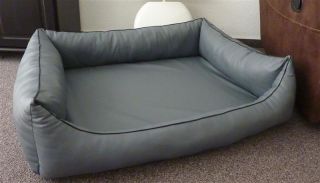 Orthopädisches Hundesofa Hundebett Schlafplatz Kunstleder Ortopedico grau 115 cm X 95 cm Matratze mit Viscoschaum