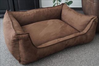 Hundebett Hundesofa Schlafplatz Velluto alcantara braun 90 cm X 70 cm
