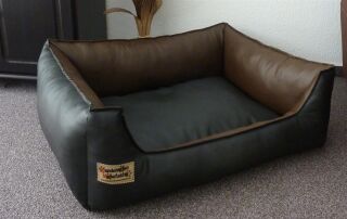 Hundebett Kunstleder Similpelle von XS bis XXXL schwarz braun 50 cm X 40 cm