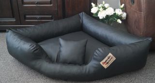 Hundebett Eckbett Kunstleder Canto schwarz 80 cm X 80 cm
